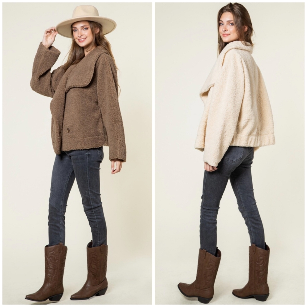 LAST 1❗️NEW IN By VERY J Cozy Chic Mocha Sherpa Oversized Teddy Coat Jacket - Picture 9 of 11